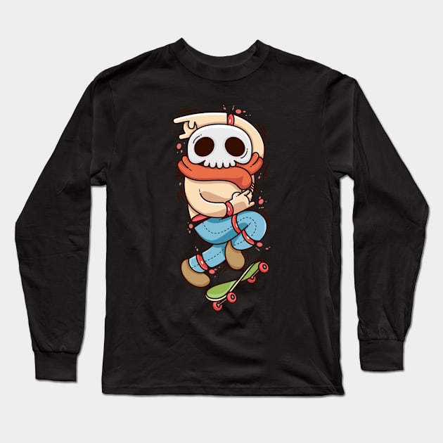 Skull Skate With Scarfs Long Sleeve T-Shirt by karyatansu